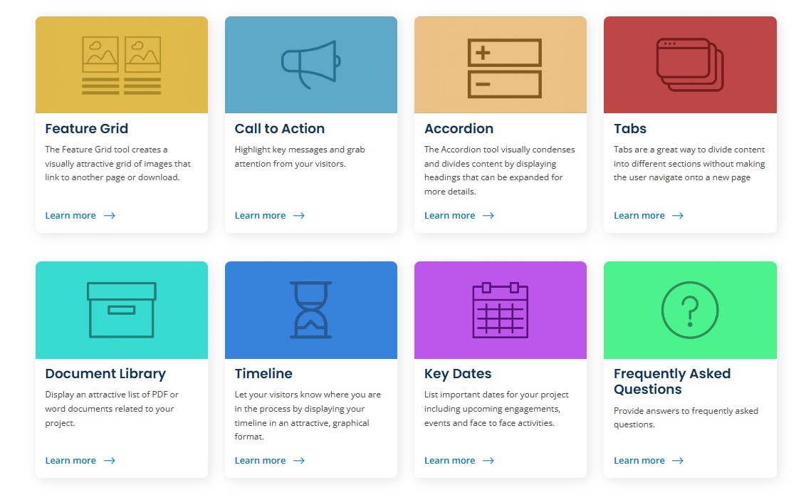 Examples of content tools from the Social Pinpoint Platform