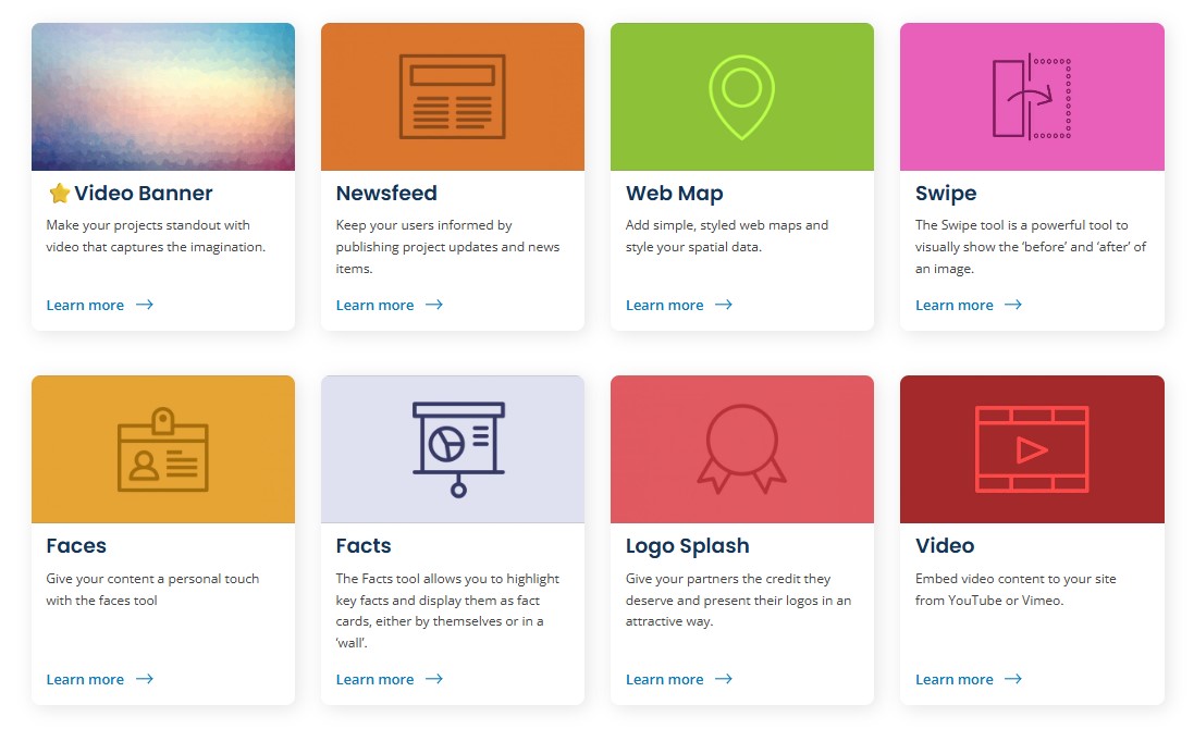 Examples of content tools from the Social Pinpoint Platform