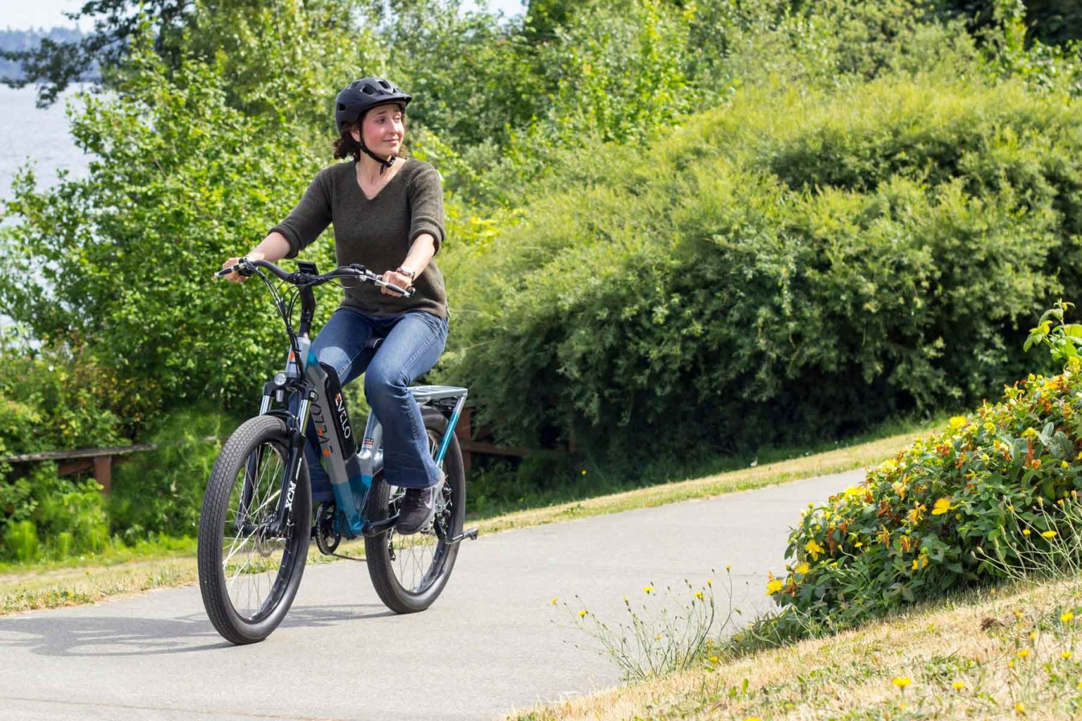 Woman with helmet Biking