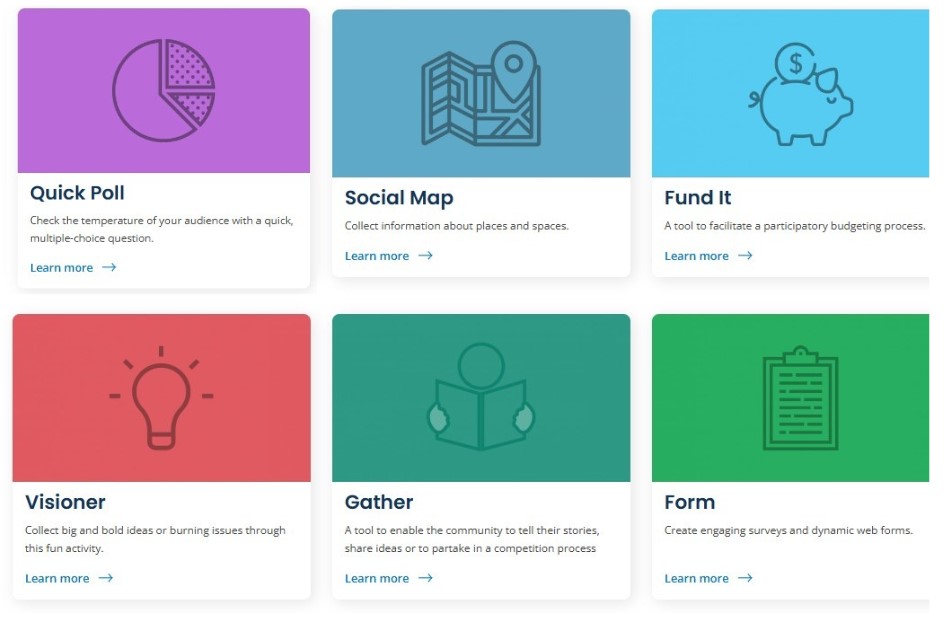 Examples of engagement tools from the Social Pinpoint Platform